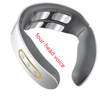 Color: White, style: C-USB, power:  - Four-Head Electric Pulse Neck Massager Far Infrared Heat Pain Relief Tool