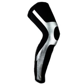 Color: Black silver, Size: L-1pc, Quantity:  - 1Pc Unisex Compression Cycling Leg Warmer Leggings Running Tights Sport Leg Sleeve Soccer Basketball Kn