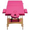 vidaXL Foldable Massage Table 2 Zones Wood Pink