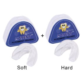 style: Hard and soft set, Color: White - Boxing Sports Mouthguard Braces Dental Braces