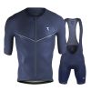 Color: Blue suit, Size: L - Professional Team Cycling Jersey, Black, Short Sleeve, Men, Summer Cycling Jersey, Breathable