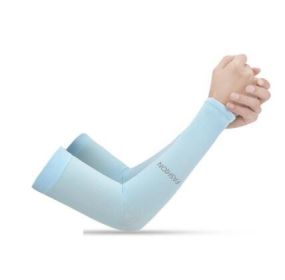 Color: No Fingers skyblue, Size: Onesize-Q1pcs, Quantity:  - Summer cool sleeves sunscreen female armband sleeves sleeves men's sleeves driving anti-U