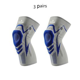 Color: Grey blue 3pc, Size: L-Hx18, Style:  - Outdoor fitness silicone sports knee pads