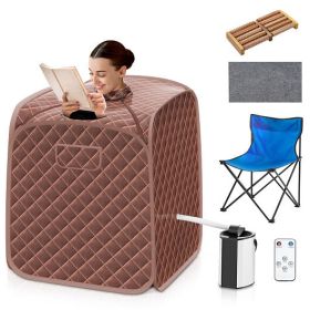 Portable Personal Steam Sauna Spa with Steamer Chair-Coffee - Color: Coffee