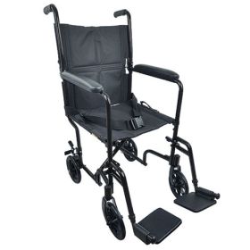 ROLL WITH ME 19  Aluminum Transport Wheelchair  Black