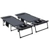 Outsunny 2 Piece Folding Chaise Lounge with 5-level Reclining Back, Outdoor Tanning Chair with Reading Face Hole, Outdoor Lounge Chair with Side Pocke