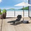 Outsunny Folding Beach Lounge Chair with Face Hole and Arm Slots, 5-level Adjustable Sun Lounger Tanning Chair with Pillow for Patio, Garden, Beach, P