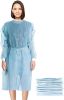 Blue Disposable Isolation Gown. 50 Pack Disposable Gowns Medical with Cuffs, Sleeves, Back Ties. 45 GSM SPP Disposable Medical Gowns for Women and Men