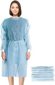 Blue Disposable Isolation Gown. 50 Pack Disposable Gowns Medical with Cuffs, Sleeves, Back Ties. 45 GSM SPP Disposable Medical Gowns for Women and Men