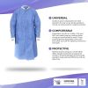 Disposable Lab Coats for Adults, Medium. Pack of 10 Blue SMS Knee Length Lab Coat Disposable. 60 GSM Disposable Coats Medical. Painting Lab Coat with
