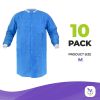 Disposable Lab Coats for Adults, Medium. Pack of 10 Blue SMS Knee Length Lab Coat Disposable. 60 GSM Disposable Coats Medical. Painting Lab Coat with