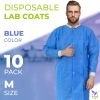 Disposable Lab Coats for Adults, Medium. Pack of 10 Blue SMS Knee Length Lab Coat Disposable. 60 GSM Disposable Coats Medical. Painting Lab Coat with