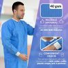 Disposable Lab Coats for Adults, Medium. Pack of 10 Blue SMS Knee Length Lab Coat Disposable. 60 GSM Disposable Coats Medical. Painting Lab Coat with