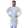 Disposable Lab Coat XL. 35 GSM PP White Disposable Lab Coats for Adults. 5 Pack Knee-length Lab Coat with Long Sleeves, Elastic Wrists, Loop Fasteners