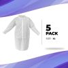 Disposable Lab Coat XL. 35 GSM PP White Disposable Lab Coats for Adults. 5 Pack Knee-length Lab Coat with Long Sleeves, Elastic Wrists, Loop Fasteners