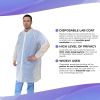 Disposable Lab Coat XL. 35 GSM PP White Disposable Lab Coats for Adults. 5 Pack Knee-length Lab Coat with Long Sleeves, Elastic Wrists, Loop Fasteners