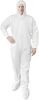 White Hazmat Suits, Large. Pack of 5 Waterproof MPP Disposable Coveralls with Hood, Boots, Elastic Wrists, Zipper. Tear Resistant 60 GSM Unisex Painte