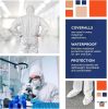 White Hazmat Suits, Large. Pack of 5 Waterproof MPP Disposable Coveralls with Hood, Boots, Elastic Wrists, Zipper. Tear Resistant 60 GSM Unisex Painte