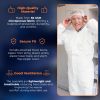 White Hazmat Suits, Large. Pack of 5 Waterproof MPP Disposable Coveralls with Hood, Boots, Elastic Wrists, Zipper. Tear Resistant 60 GSM Unisex Painte