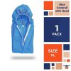 Blue Disposable Coveralls with Hood, XL. 1 Pack 50 GSM PP Painters Suit Disposable. Unisex Hazmat Suits Disposable. Disposable Painters Coveralls with