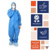 Blue Disposable Coveralls with Hood, XL. 1 Pack 50 GSM PP Painters Suit Disposable. Unisex Hazmat Suits Disposable. Disposable Painters Coveralls with