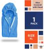 Blue Disposable Coveralls with Hood, XL. 1 Pack 50 GSM PP Painters Suit Disposable. Unisex Hazmat Suits Disposable. Disposable Painters Coveralls with