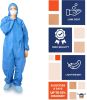 Blue Disposable Coveralls with Hood, XL. 1 Pack 50 GSM PP Painters Suit Disposable. Unisex Hazmat Suits Disposable. Disposable Painters Coveralls with