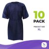 Medical Supply Disposable Isolation Gown X Large Size 10 Pack of Navy Blue 50 GSM Polypropylene Disposable Gowns Medical with Neck and Waist Ties Isol