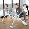 Ab Machine with LCD Monitor and 4 Adjustable Heights-Purple - Color: Purple
