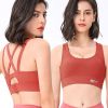 Sports Bra For Women Padded Support Criss Cross Strappy High Impact Quick-drying Bras For Yoga Exercise Athletic caramel colour L (57.5-62.5kg)