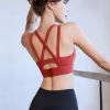 Sports Bra For Women Padded Support Criss Cross Strappy High Impact Quick-drying Bras For Yoga Exercise Athletic caramel colour L (57.5-62.5kg)