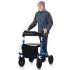 Height Adjustable Rollator Walker Foldable Rolling Walker with Seat for Seniors-Blue - Color: Blue