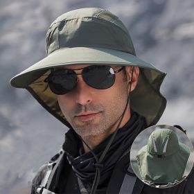 Wide Brim Sun Screen Hat With Neck Flap; Adjustable Waterproof Quick-drying Outdoor Hiking Fishing Cap For Men Women (Color: Dark gray)